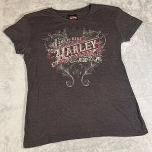 Vintage Harley-Davidson Graphic Tee | Charcoal Gray | Small